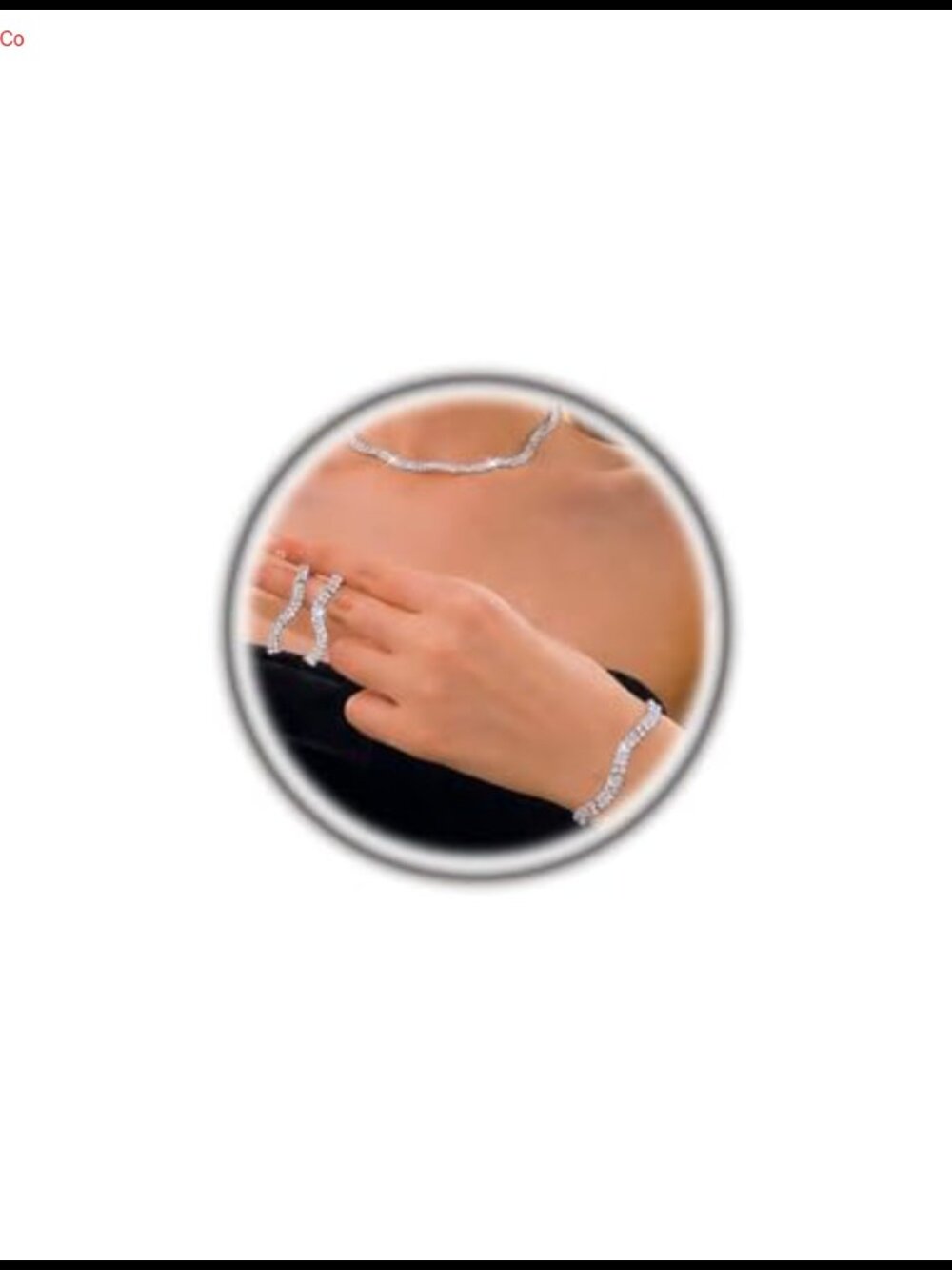 Rhinestone Jewelry Set Silver Tennis Necklace Bracelet Earrings Cubic Zirconia